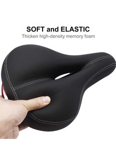 GNAFOTU Comfortable Men Women Bike Seat, Memory Cotton Filled Leather Wide Bicycle Saddle, Non-Slip, Soft Breathable Double Spring Design Suitable for Most Bike  - Image 5