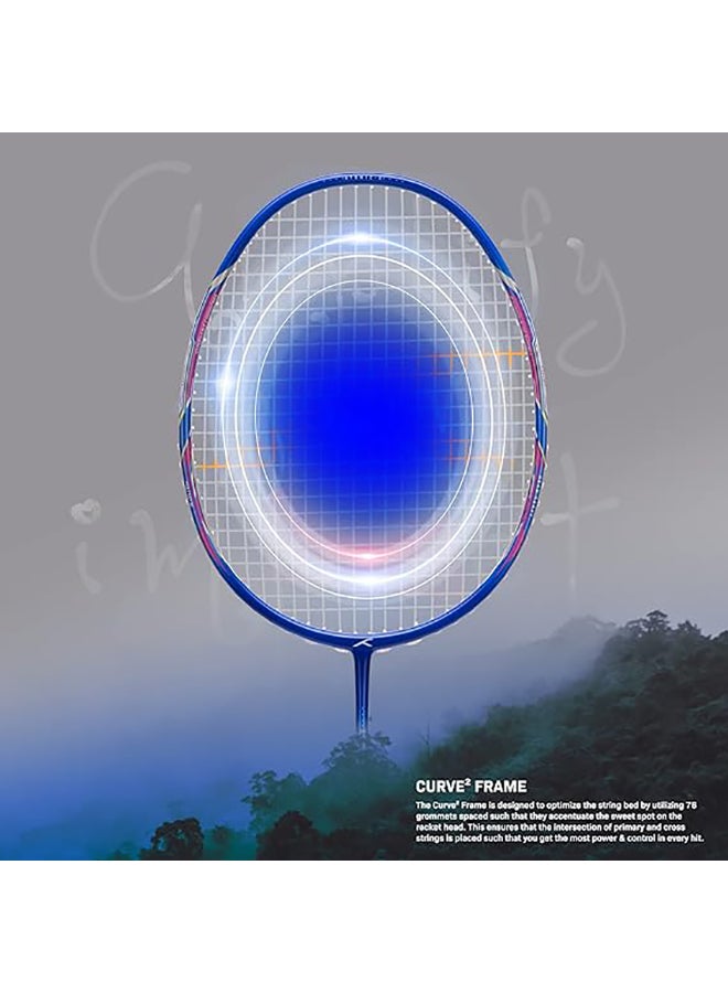 ATOMIC-X 38 CTRL Carbon Fibre Strung Badminton Racket with Full Racket Cover  | For Intermediate Players | 83 grams | Maximum String Tension - 38lbs