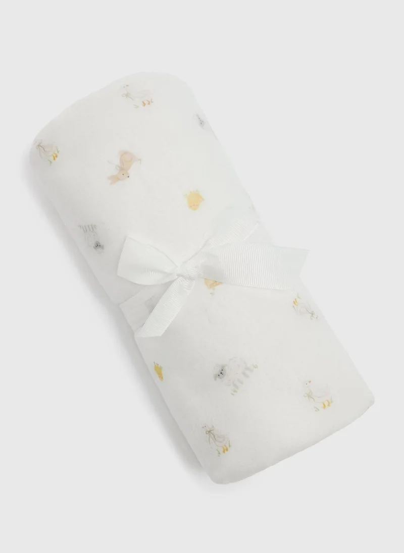 Matalan Baby White Spring Animal Shawl