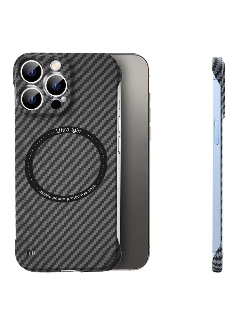 general Case for iPhone 15 Pro Max, Carbon Fibre Textured Bezel-less Case, Mag-Safe Compatible, Military Grade Drop Protection Bezel-less Case - Image 1