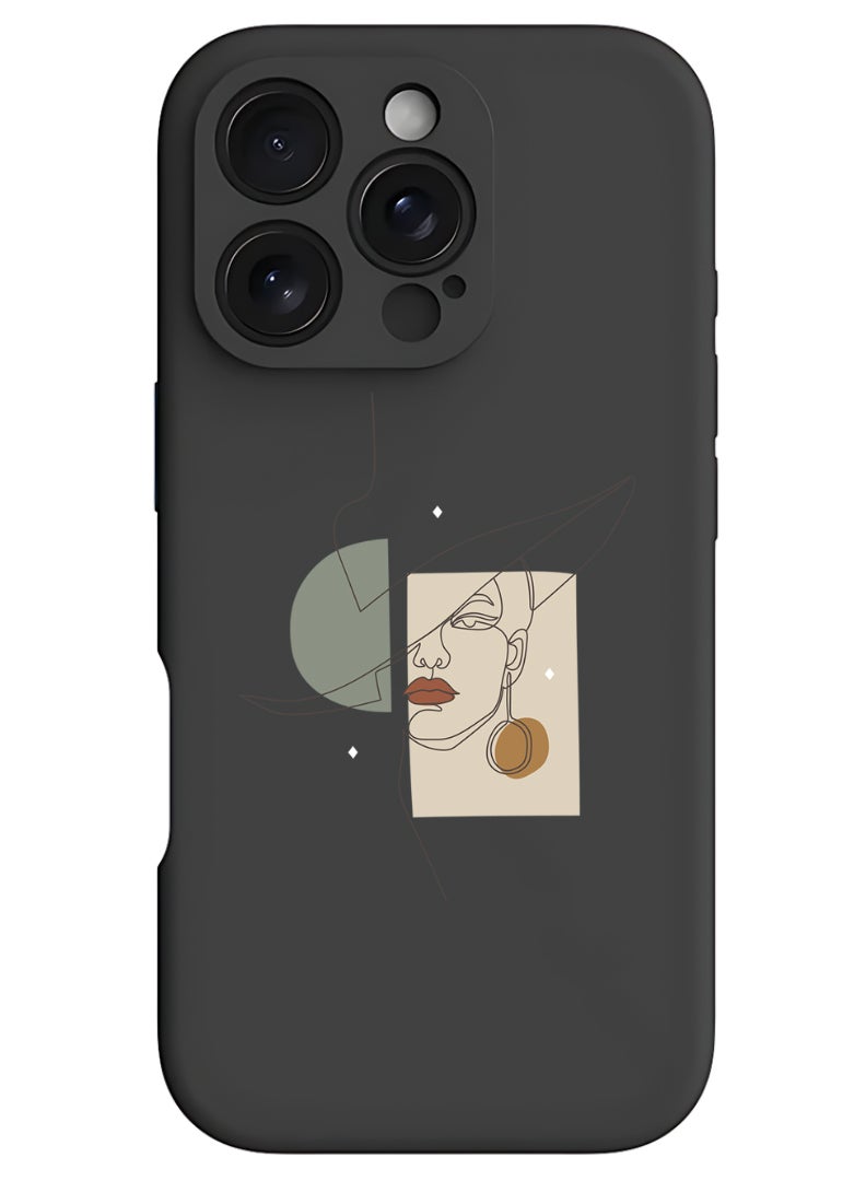 Theodor iPhone 16 Pro Max Black Protective Slim Fit Case Liquid Silicone Cover with Full Body Protection Anti-Scratch Shockproof Case For iPhone - Women in Style - Image 1