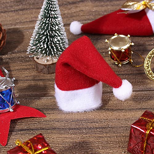 ONEYIM 10pcs Mini Santa Hat Wine Bottles Cover Home Christmas Decor - Image 3