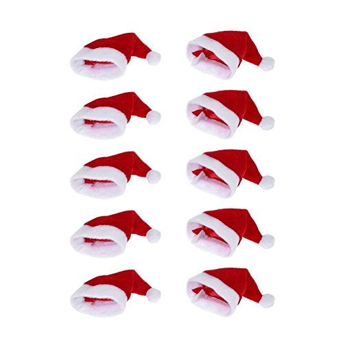 ONEYIM 10pcs Mini Santa Hat Wine Bottles Cover Home Christmas Decor - Image 1