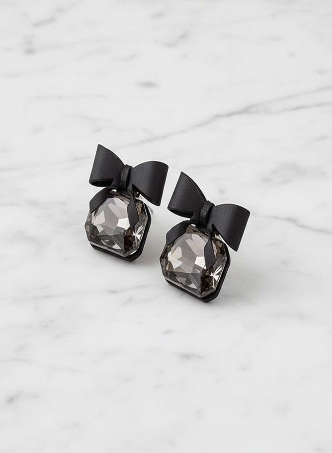 AMAAL Black Bow Earrings for Women & Girls | Stylish AD CZ Stone Earrings | Elegant American Diamond Studs | Studs Jewelry Gifts | Gold Ear rings for Woman Jewellery for Women 188 - Image 5