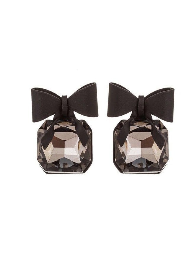 AMAAL Black Bow Earrings for Women & Girls | Stylish AD CZ Stone Earrings | Elegant American Diamond Studs | Studs Jewelry Gifts | Gold Ear rings for Woman Jewellery for Women 188 - Image 1