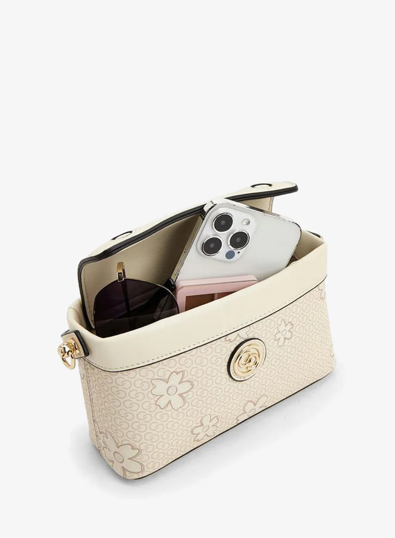 Celeste IVORY Monogram Print Crossbody Bag With Detachable Strap for Women | Best Price UAE