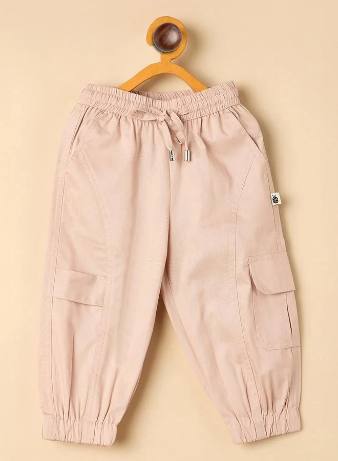 ستايلو بج Kids Relaxed Fit Peach Cargo Pants With Drawstring Waist