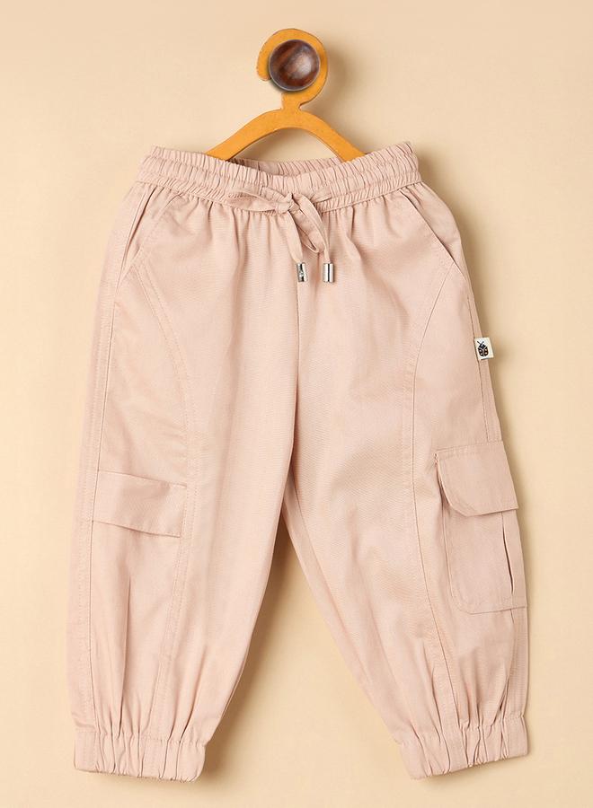 Stylo Bug Kids Relaxed Fit Peach Cargo Pants With Drawstring Waist - Image 1