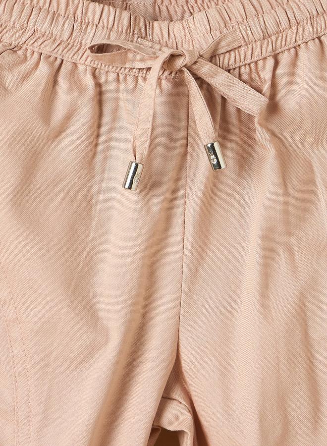 Stylo Bug Kids Relaxed Fit Peach Cargo Pants With Drawstring Waist - Image 3