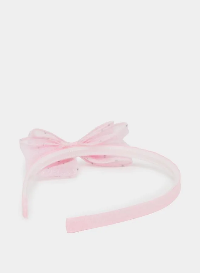ستايلي Girls Pink Embellished Bow Headband