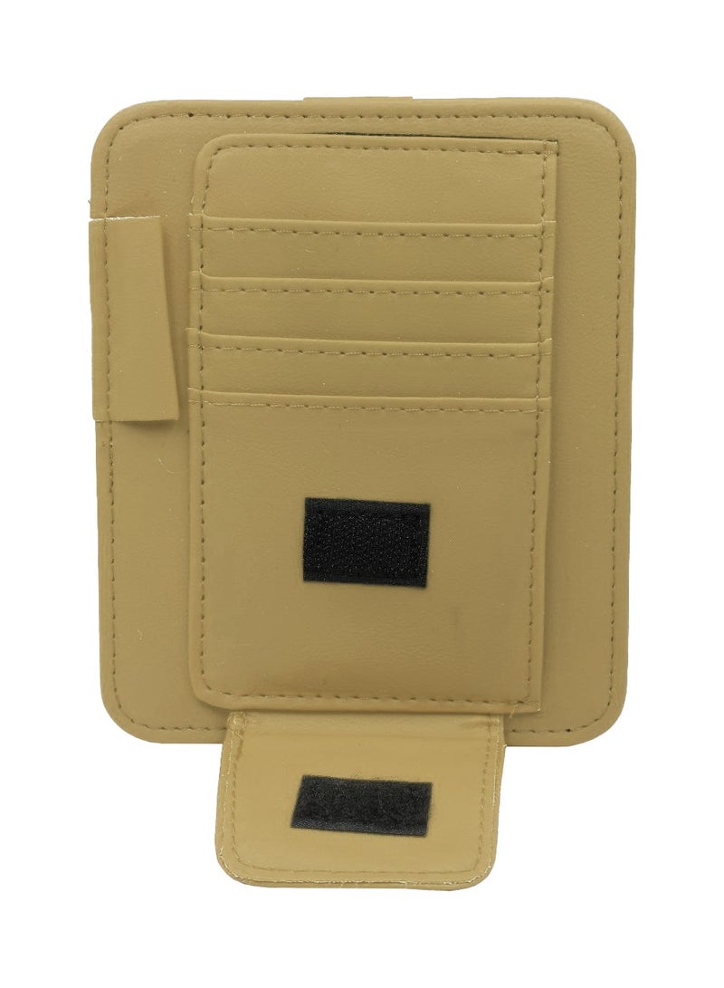 نيسان مشبك حامل التذاكر من جلد البولي يوريثان ومشبك حامل نظارات السيارة ومحفظة بطاقات السيارة ومنظم حاجب الشمس للسيارة - بيج - Image 2