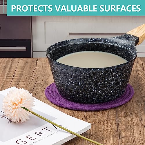 Cazzon Trivets for Hot Dishes, Pots and Pans, 8 Inches Hot Pads 6 Pcs, Pot Holders for Kitchen, Heat Resistant Mat Protect Counter, Coasters Set Home Essentials Farmhouse Decor (Rainbow) - Image 4