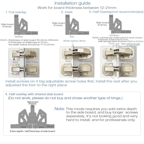 Lancher 4-Pack Hinge Easy Installation Hinges Full Overlay and Insert Hinge for Drawer Window Cupboard Soft Close Cabinet Door Hinges - Image 2