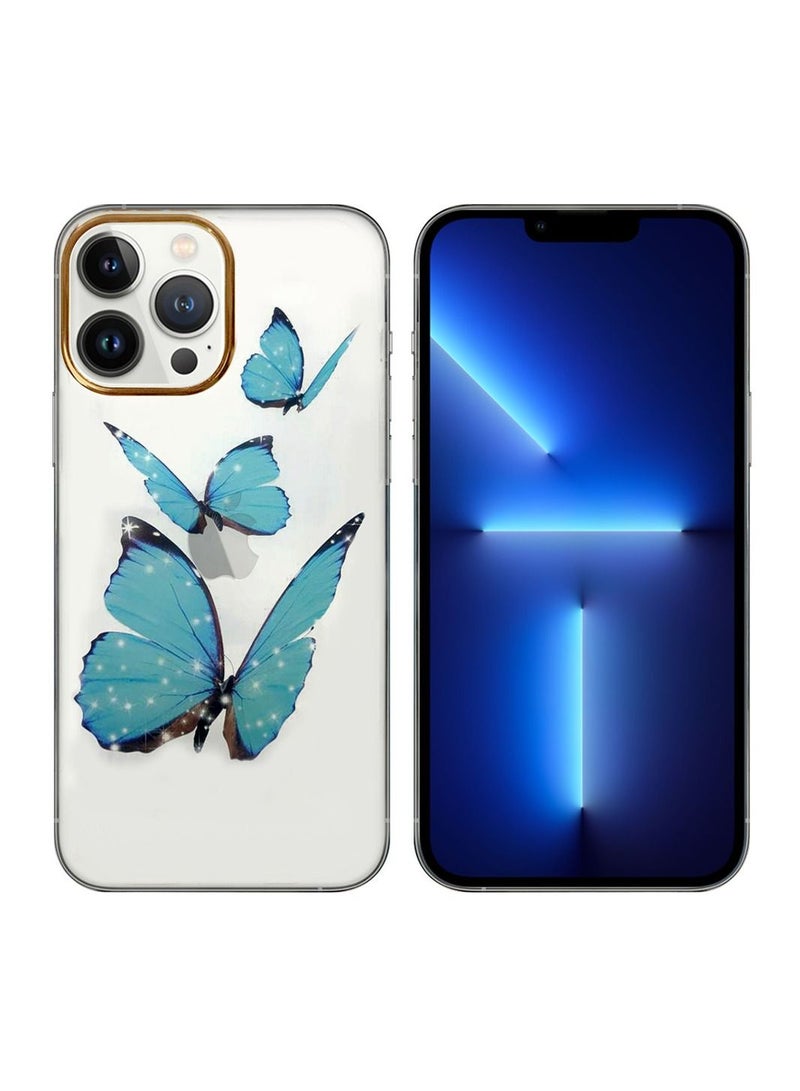 JOWAY iPhone 13 Pro Butterfly Print Clear Case Ultra Slim Shockproof Transparent Cover Design 10 - Image 2