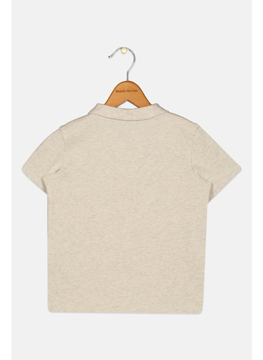 Andy & Evan Toddlers Boy Spread Collar Short Sleeve Printed Polo Shirt, Heather Grey  - Image 2