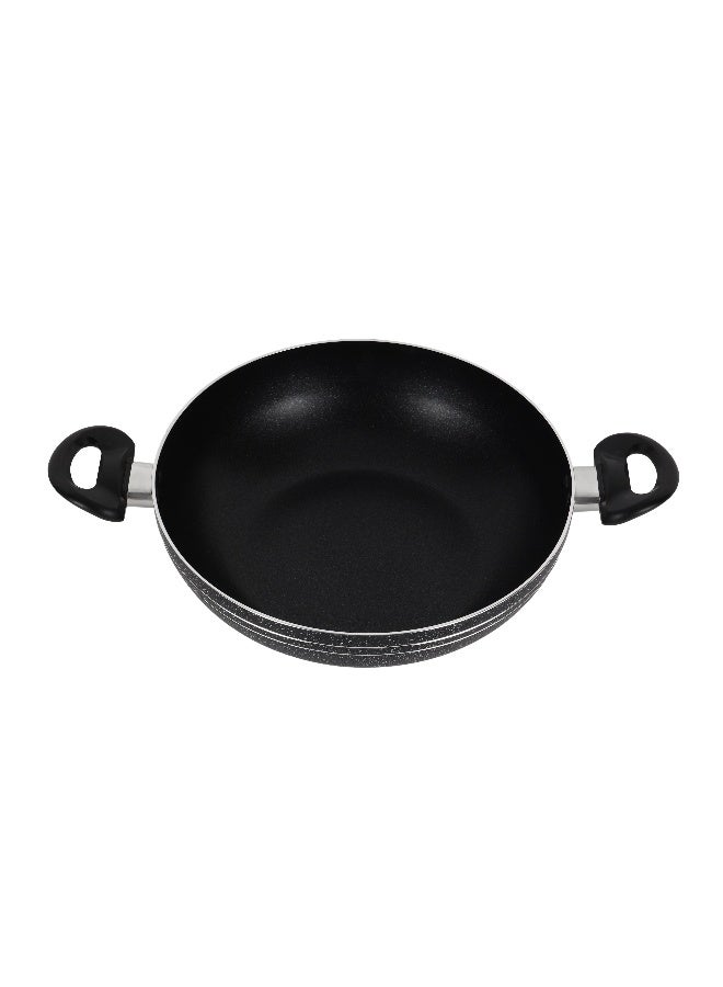 Royalford Elight Series 32 cm Aluminum Wokpan with Nonstick Coating- RF11886/ with Tempered Glass Lid and Soft Touch Bakelite Handles, 3 Layer Construction/ Induction Compatible, Perfect for Deep and Shallow Frying/ Black - Image 3