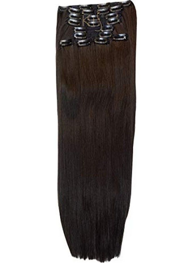 KIS Beautiful UD1 Straight Clipin HAIR EXTENSION SET (22 PCS CLIPS) with l Brown Color 100% Human hair blend | Tangle free Hair - Image 4