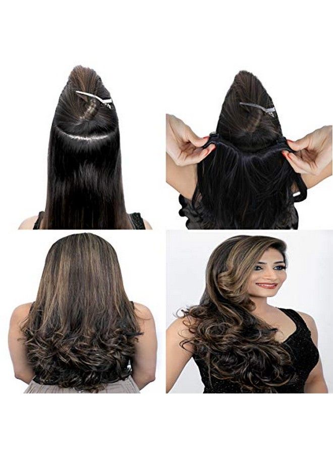 KIS Beautiful UD1 Straight Clipin HAIR EXTENSION SET (22 PCS CLIPS) with l Brown Color 100% Human hair blend | Tangle free Hair - Image 5