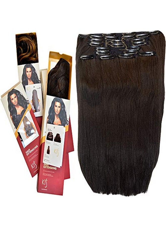 KIS Beautiful UD1 Straight Clipin HAIR EXTENSION SET (22 PCS CLIPS) with l Brown Color 100% Human hair blend | Tangle free Hair - Image 1
