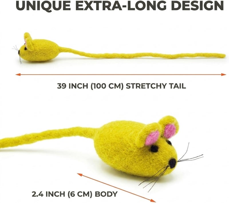 Glaciart One ألعاب قطط من نوع “Glaciart One Felt Mouse” مصنوعة من صوف طبيعي 100%، طول اللعبة 42 بوصة. - Image 2