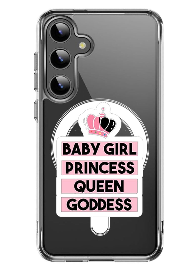 Theodor Magnetic Case for Samsung Galaxy S24 6.2-inch Compatible with MagSafe Wireless Charging, Shockproof Phone Bumper Cover Baby Girl Princess white copy - Image 1