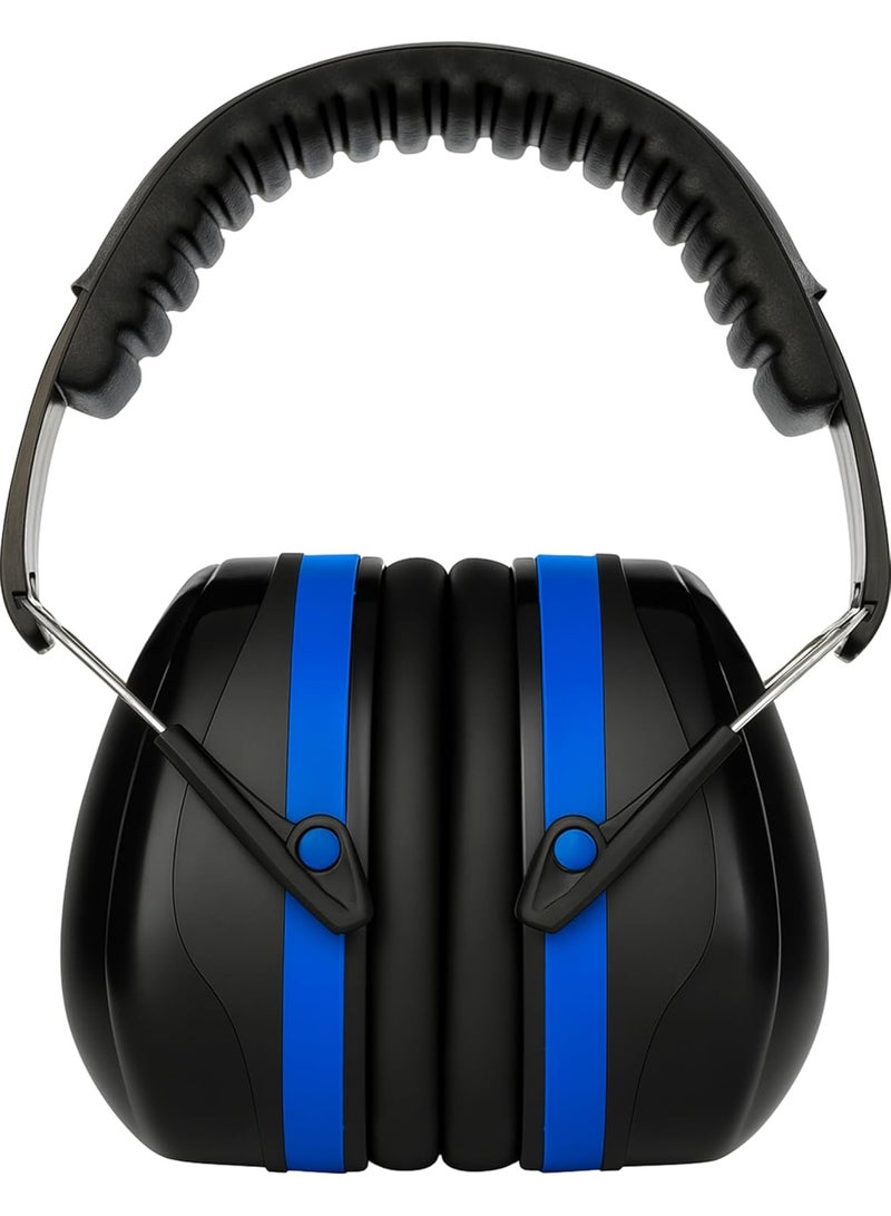 Noise Cancelling Ear Protection Muffs for Adults and Kids Adjustable Soft Headband Hearing Protectors Comfortable Noise Reduction Earmuffs for Shooting Construction Studying and Sleeping Black/Blue - Image 1