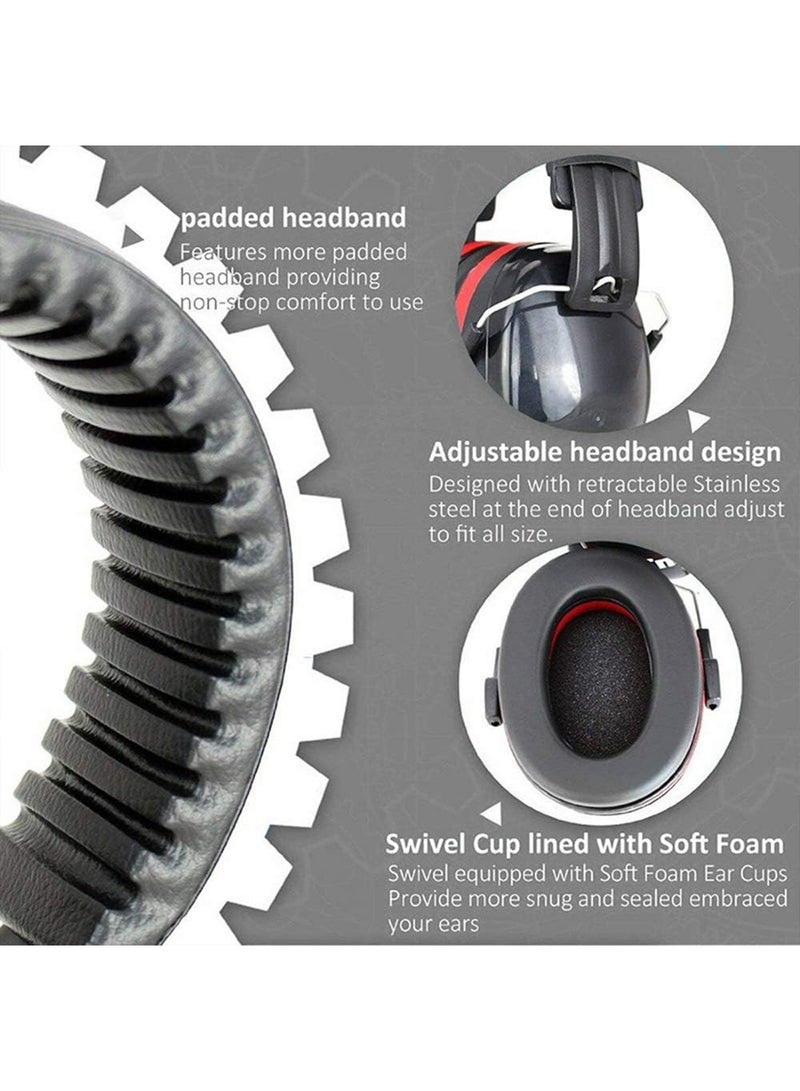 Noise Cancelling Ear Protection Muffs for Adults and Kids Adjustable Soft Headband Hearing Protectors Comfortable Noise Reduction Earmuffs for Shooting Construction Studying and Sleeping Black/Blue - Image 3