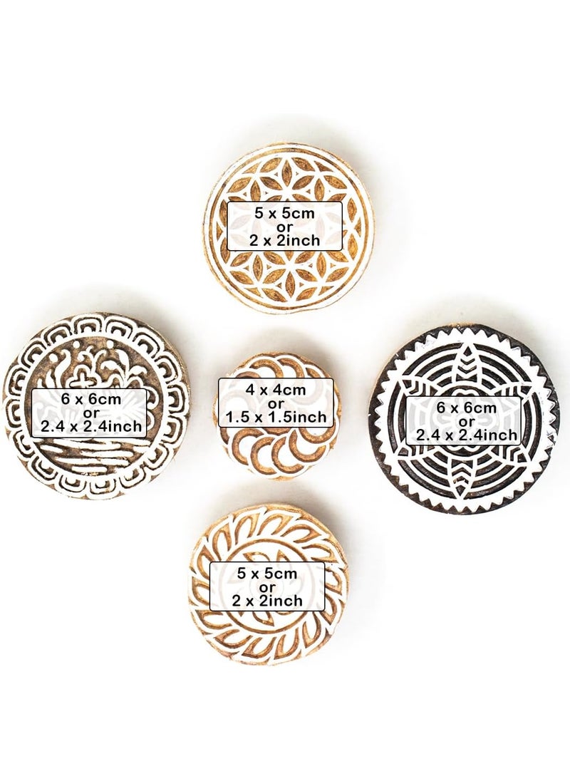 Hashcart Wooden Printing Stamp Block for Printing Saree Border Dresses Craft Card Making Scrapbook Clay Pottery Set of 5 Hashcart  - Image 4