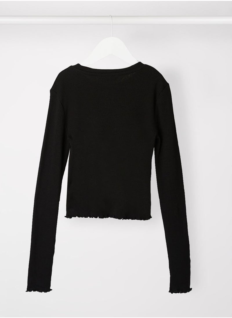 MANGO - Youth Knitted Long Sleeve T-Shirt - Image 1