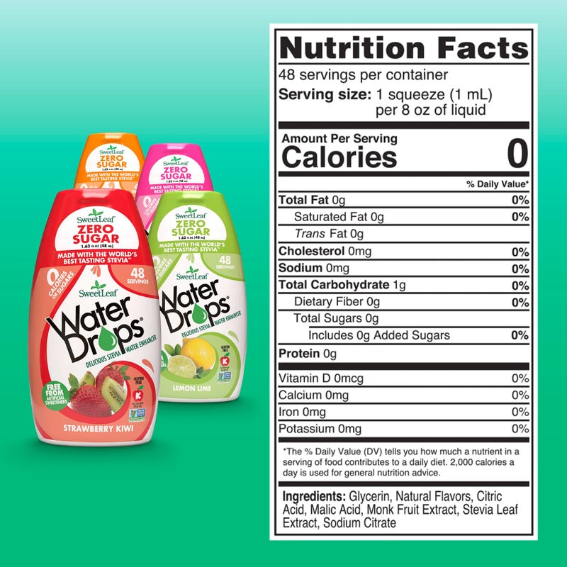 SweetLeaf Water Flavoring Drops - Stevia Water Enhancer, Sugar Free, Zero Calorie Water Additive for Flavor, Contains Monk Fruit Extract, Gluten Free, Keto Friendly - 1.62 Fl Oz (Variety Pack of 4) - Image 2