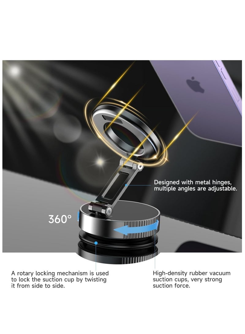 Loxira Magnetic Phone Holder, 360° Rotating Magnetic with Suction Cup Base. 2025 Upgraded Mechanical All-Alloy Material Foldable Portable Nixie Phone Holder for Car Without Charging - Image 4