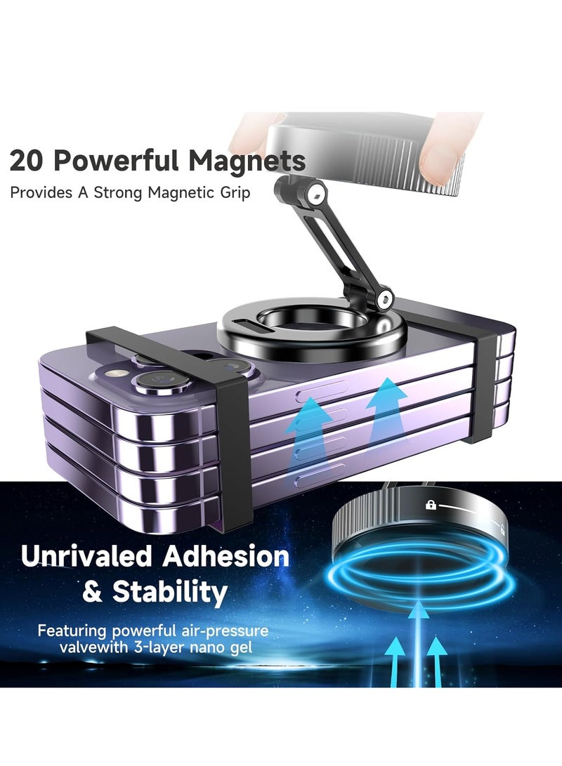 Loxira Magnetic Phone Holder, 360° Rotating Magnetic with Suction Cup Base. 2025 Upgraded Mechanical All-Alloy Material Foldable Portable Nixie Phone Holder for Car Without Charging - Image 5