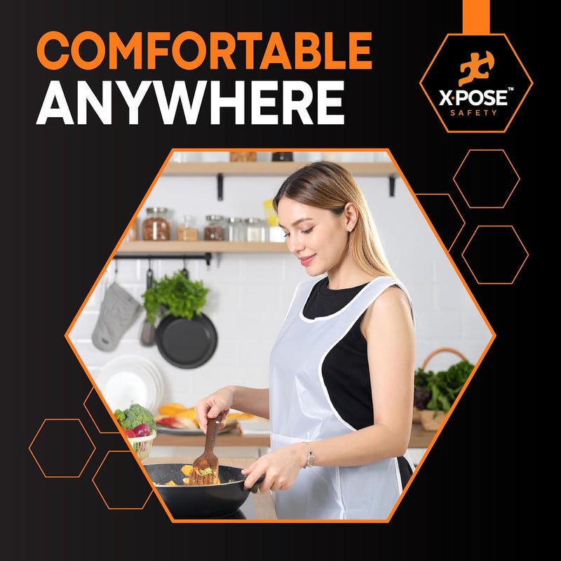 xpose safety 300 White Plastic Disposable Aprons for Cooking & more Individually Packaged, Durable 1 Mil Waterproof Polyethylene 24" x 48" - Image 5