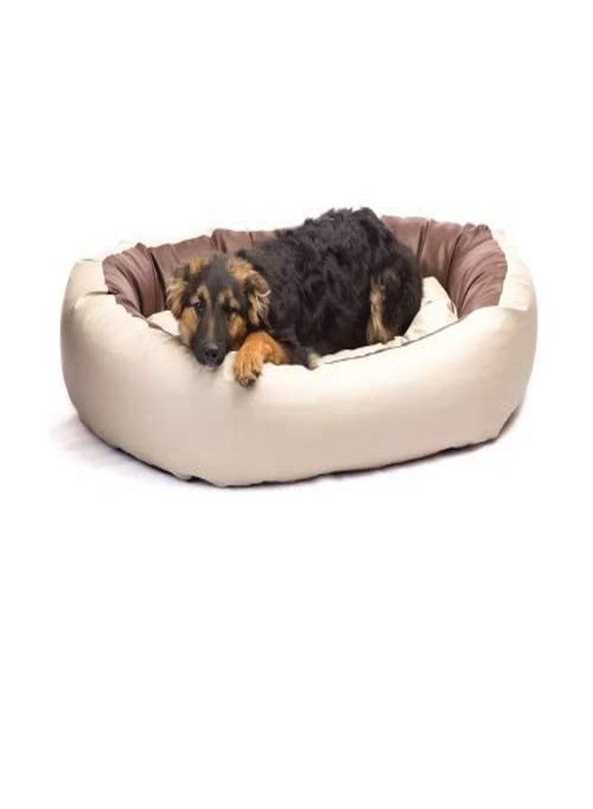 Gorgeous Quilted Reversible Round Ultra Soft Dual Sofa-Style Dog Bed (Brown-Cream)-Small - Image 3