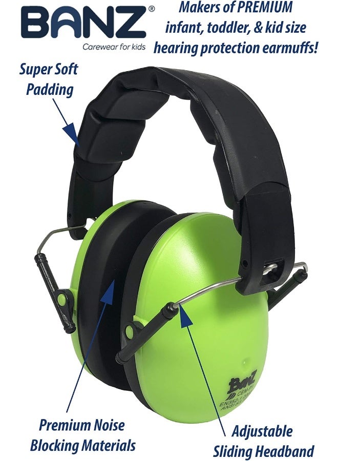 Banz Banz Kids Hearing Protection Earmuffs Lime  - Image 2