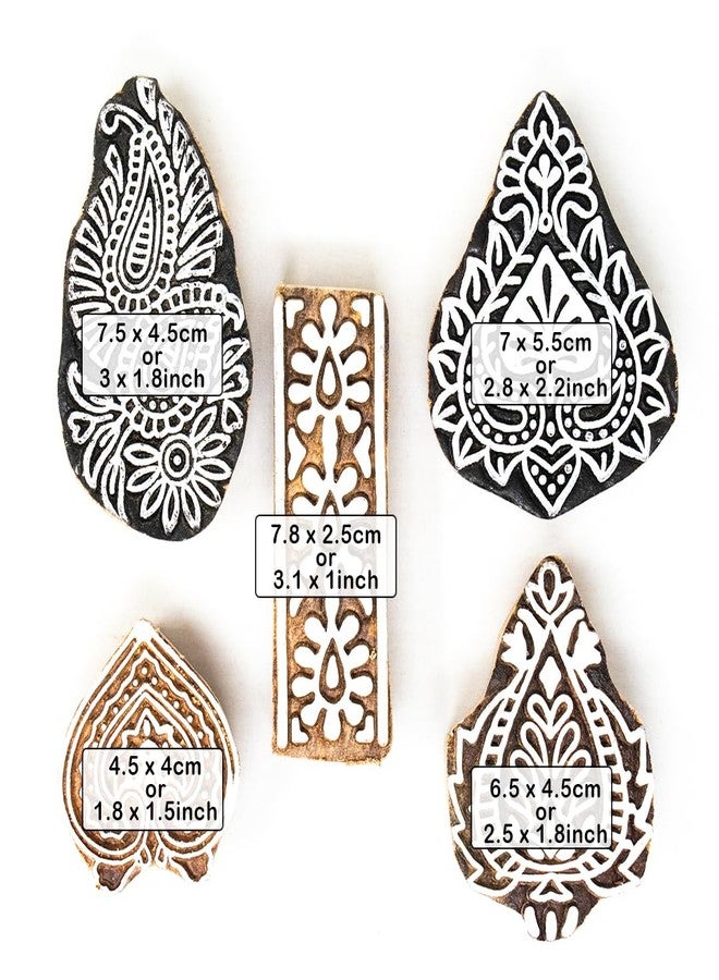 TwoGrams | Set of 5 | Wooden Stamp Block, Printing Stamp Design Set | Block for Printing Saree Border | Dresses, Craft Card Making, Scrapbook, Clay Pottery - Image 4