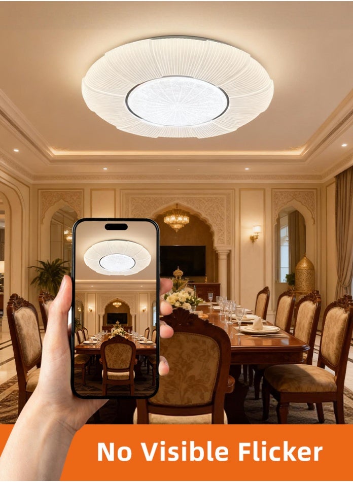 مودي مصباح سقف LED بقوة 80 واط، 49 سم، 3 ألوان قابلة للتبديل بتقنية CCT، 3000 كلفن/4000 كلفن/6500 كلفن، سطوع عالي 6000 لومن، بدون وميض، مصباح تثبيت مدمج من مادة PVC لغرفة النوم، غرفة المعيشة، غرفة الطعام - Image 1