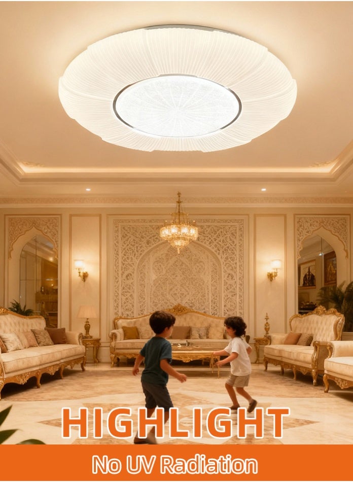 مودي مصباح سقف LED بقوة 80 واط، 49 سم، 3 ألوان قابلة للتبديل بتقنية CCT، 3000 كلفن/4000 كلفن/6500 كلفن، سطوع عالي 6000 لومن، بدون وميض، مصباح تثبيت مدمج من مادة PVC لغرفة النوم، غرفة المعيشة، غرفة الطعام - Image 3