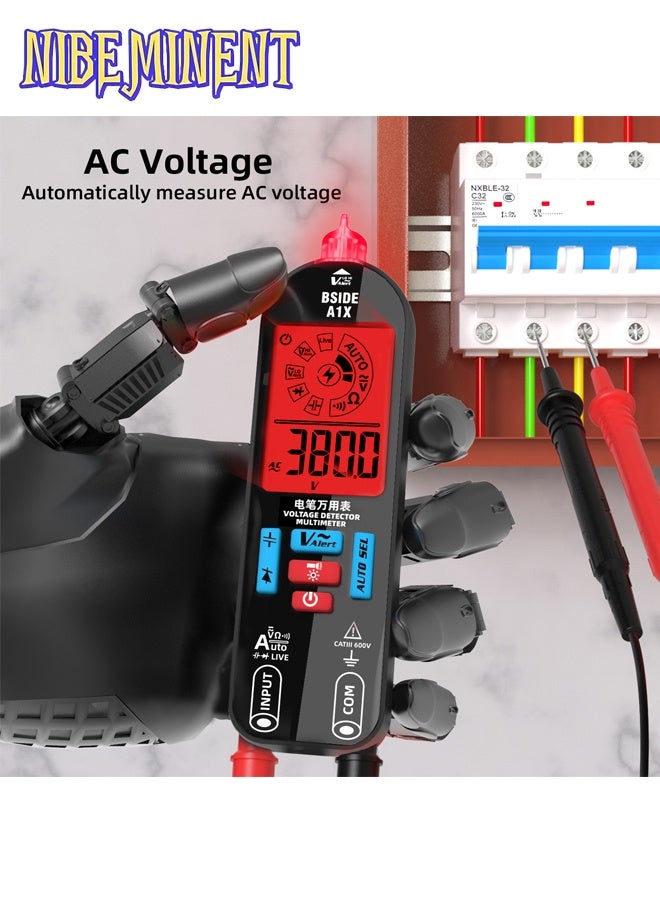 NIBEMINENT A1X Fully Automatic Anti-Burn Intelligent Digital Multimeter, Rechargeable Electrical Voltmeter Ohm Meter Tester, Smart Non Contact Fast Accurately Measures DC AC Diode Voltage, Current, Resistance, Continuity, Temperature, Live Wires Check - Image 4