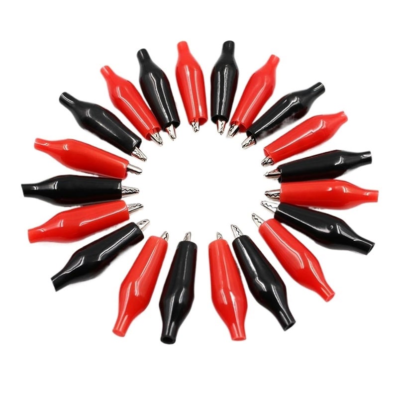 10pcs Red 10pcs Black 28mm Metal Alligator Clips Electrical Test Probe Clamps - Image 1