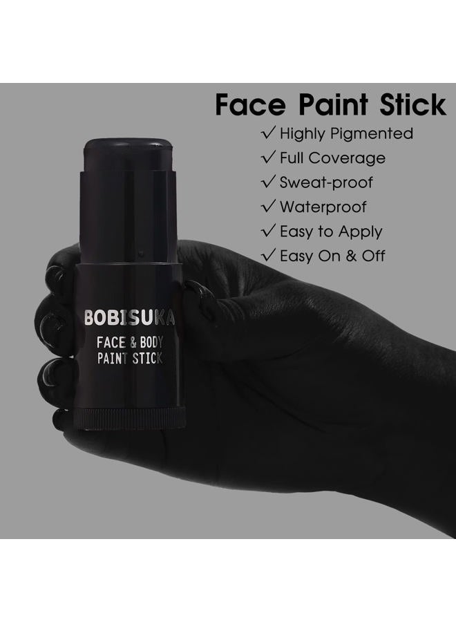 BOBISUKA Black Face Body Paint Stick, Eye Black Sticks for Sports Baseball Softball Football, Waterproof Eyeblack Painting Kit for Halloween Skeleton Skull SFX Cosplay Special Effects Costume Makeup - Image 2
