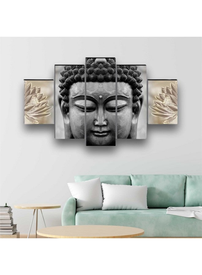 SAF paintings Buddha Paintings for Living Room | Painting for Wall Decoration | 3D Wall Art for Bedroom | nmo buddhay Religious Wall Painting Set of 5 (127 x 76 cms) SANFBL32252A