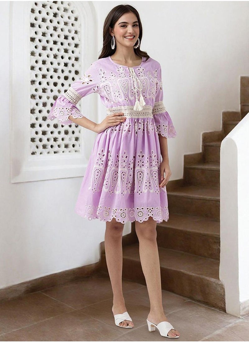ISHIN Eyelet A-Line Dress  - Image 3