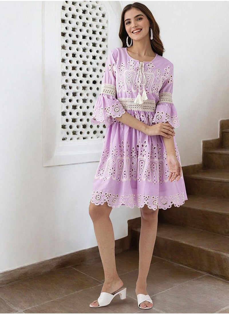 ISHIN Eyelet A-Line Dress  - Image 2
