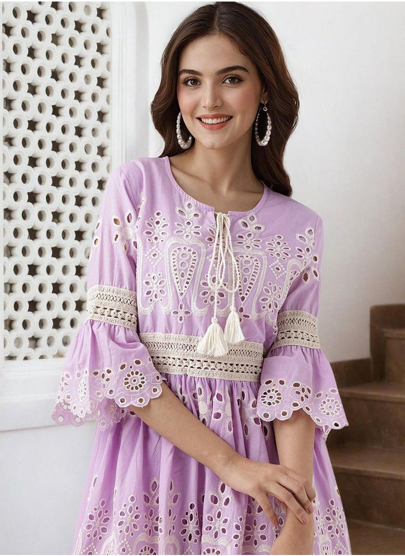 ISHIN Eyelet A-Line Dress  - Image 5