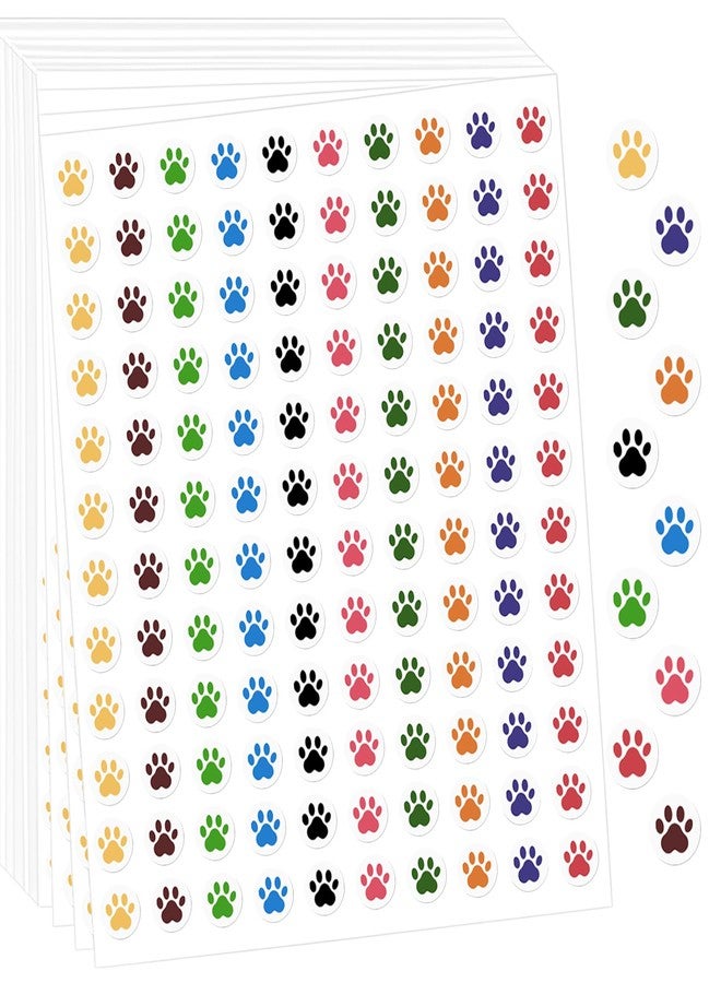 Linsuminn Paw Print Stickers, 6000 PCS Small Dog Paw Stickers, 10 Colors Dog Puppy Paw Print Labels, Mini Incentive Reward Sticker for Kids, Cartoon Behavior Chart Sticker for Students Teachers Classroom Supply - Image 1