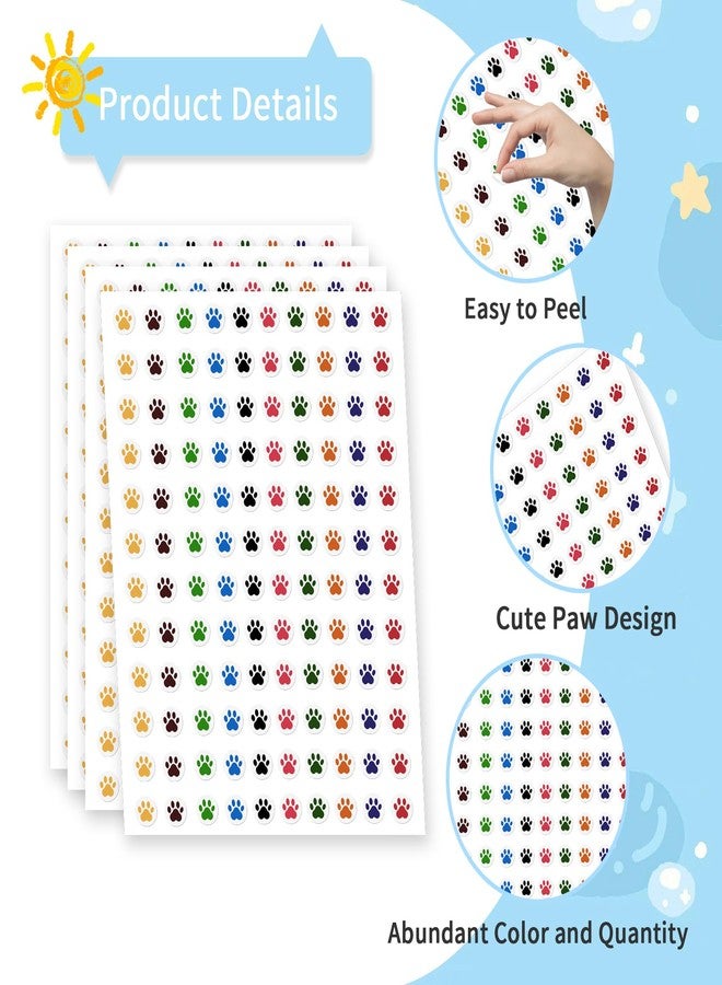 Linsuminn Paw Print Stickers, 6000 PCS Small Dog Paw Stickers, 10 Colors Dog Puppy Paw Print Labels, Mini Incentive Reward Sticker for Kids, Cartoon Behavior Chart Sticker for Students Teachers Classroom Supply - Image 3