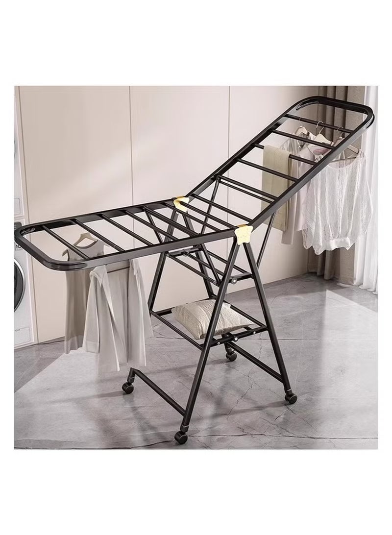 Generic Foldable Clothes Drying Rack, 150 CM 3-Tier Large Carbon Steel Laundry Drying Stand with Adjustable Wings, Indoor Outdoor Collapsible Cloth Dryer for Clothes, Bedding & Shoes, with 4 Castors - Image 4