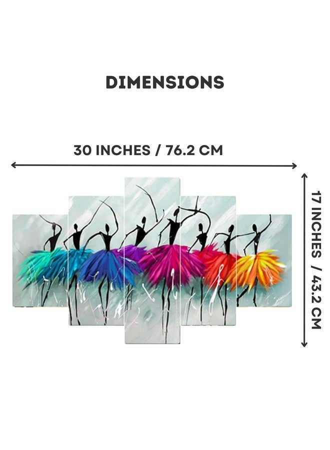 Masstone Dancing Girls Painting | Painting for Wall Decoration Set of 5 (76x43 CM) | Dancing Girl Wall Art | Abstract Paintings for Living Room, Bedroom | Scenery for Wall | Gifts for Women - Image 2