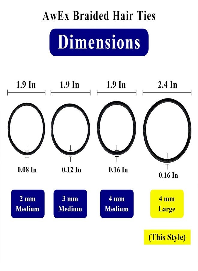 AwEx Hair Ties for Thick Hair, 4 mm (0.16 Inch) Thick, 170 mm (6.7 Inches) Long, No Metal Elastics, Big Hair Bands, 72 Count - Image 3